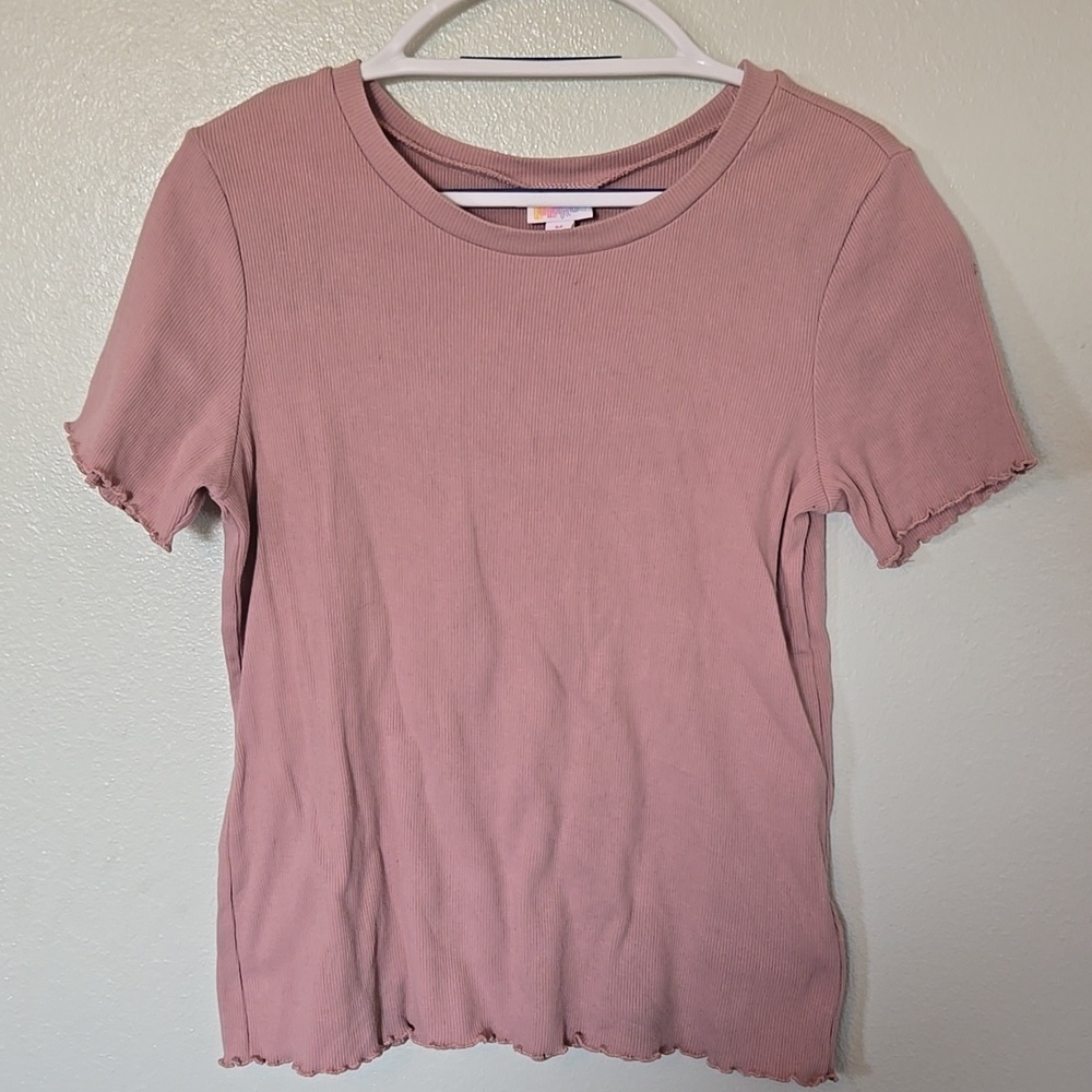 LulaRoe | Blush Lettuce Trim Short Sleeve Tee Size Medium